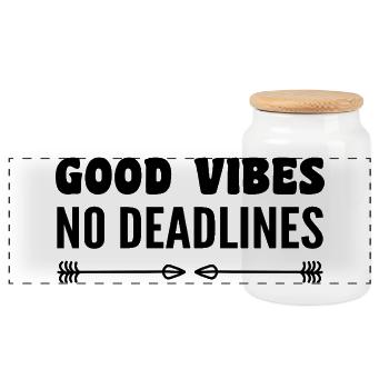 No deadlines - Panoramic Cookie Jar with Wooden Lid - white - Front