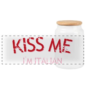 Embrasse-moi, je suis italien - Boîte à biscuits avec couvercle en bois - blanc - Devant