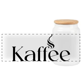Kaffee - Panorama Keksdose mit Holzdeckel - Weiß - Vorne