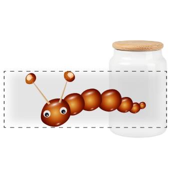 Cute Chestnut Caterpillar – Childhood & Crafting Fun - Panoramic Cookie Jar with Wooden Lid - white - Front