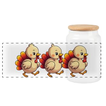 Thanksgiving Truthahn Baby - Panorama Keksdose mit Holzdeckel - Weiß - Vorne
