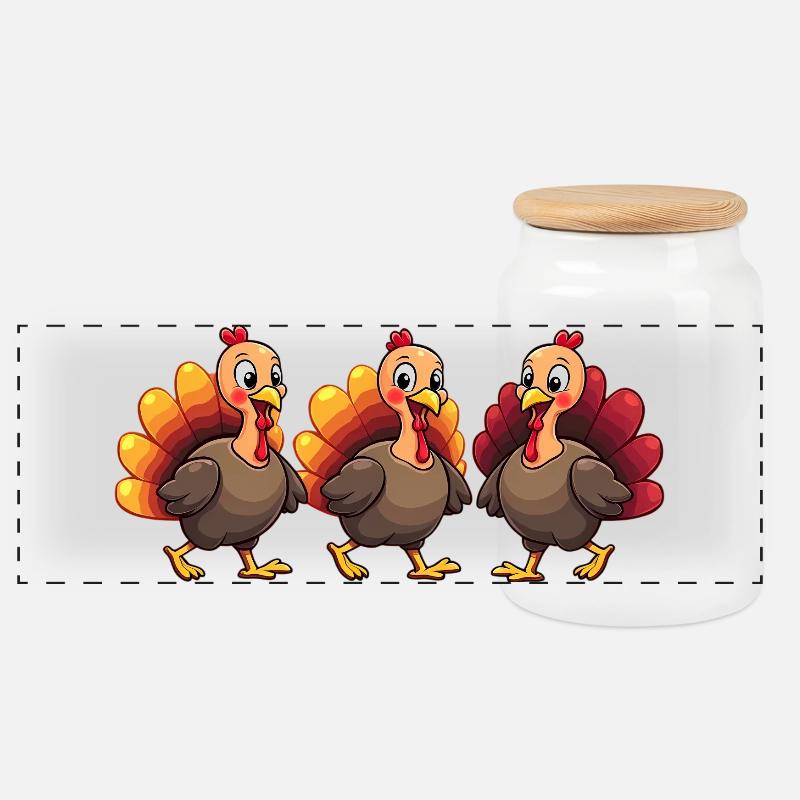 Bébé dinde de Thanksgiving - Boîte à biscuits avec couvercle en bois - blanc