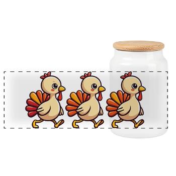Thanksgiving Truthahn Baby - Panorama Keksdose mit Holzdeckel - Weiß - Vorne