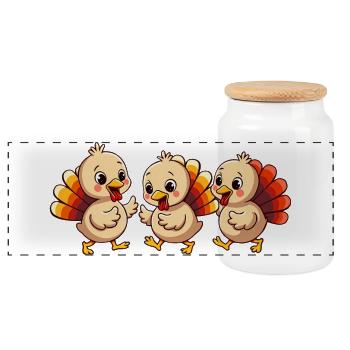 Thanksgiving Truthahn Baby - Panorama Keksdose mit Holzdeckel - Weiß - Vorne