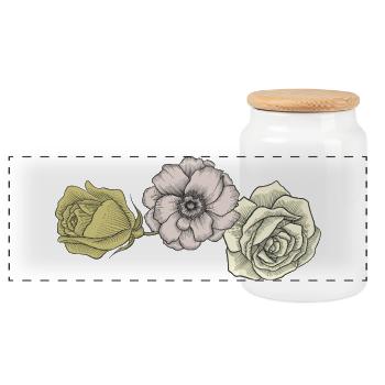 Vintage Roses - Boîte à biscuits avec couvercle en bois - blanc - Devant