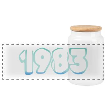 1983 1983 - Boîte à biscuits avec couvercle en bois - blanc - Devant