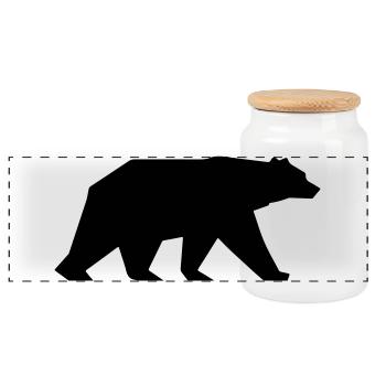 Bear silhouette icon - Panoramic Cookie Jar with Wooden Lid - white - Front