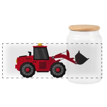 Excavatrice - Boîte à biscuits avec couvercle en bois - blanc - Devant