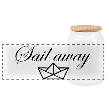Bateau à voile - Boîte à biscuits avec couvercle en bois - blanc - Devant