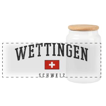 Wettingen – Swiss identity from Aargau - Panoramic Cookie Jar with Wooden Lid - white - Front