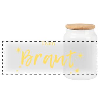 Team Brant Gold Script Stars - Panorama Keksdose mit Holzdeckel - Weiß - Vorne