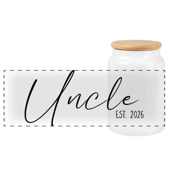Uncle est. 2026 - Panorama Keksdose mit Holzdeckel - Weiß - Vorne