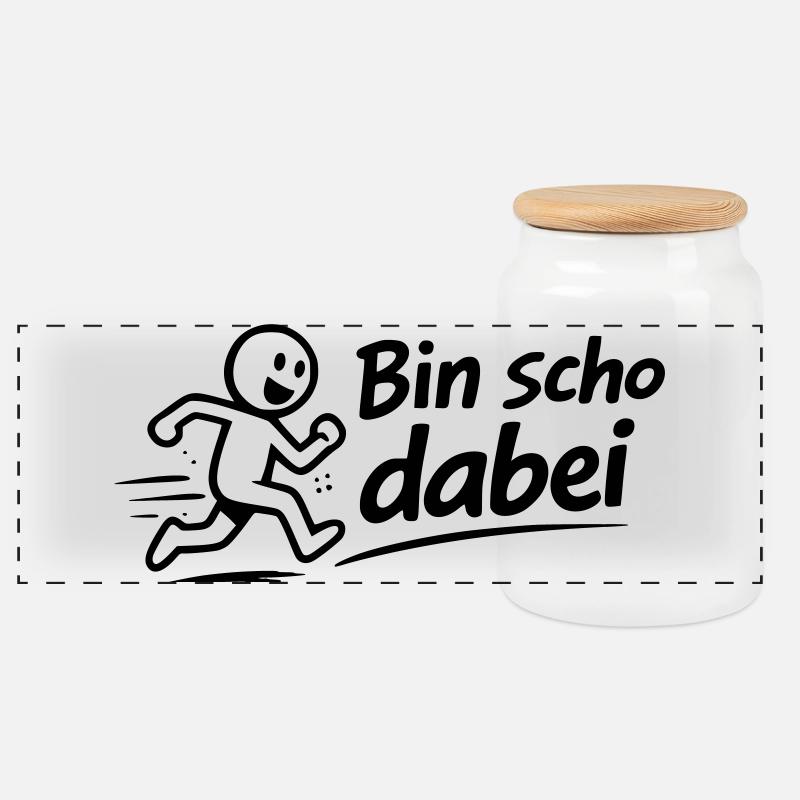 Bin scho dabei - Panorama Keksdose mit Holzdeckel - Weiß