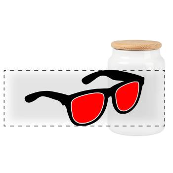 Sunglasses - Panoramic Cookie Jar with Wooden Lid - white - Front