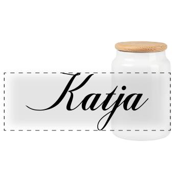 Nom Katja - Boîte à biscuits avec couvercle en bois - blanc - Devant