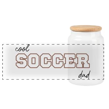 Papa de foot cool, - Boîte à biscuits avec couvercle en bois - blanc - Devant