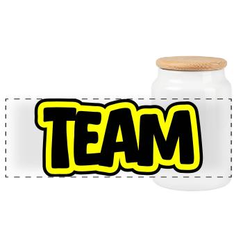 Team lettering - Panoramic Cookie Jar with Wooden Lid - white - Front