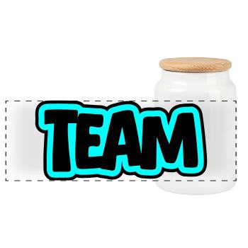 Team lettering - Panoramic Cookie Jar with Wooden Lid - white - Front