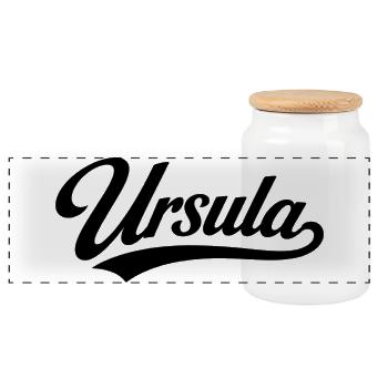 Ursula name first last family - Panoramic Cookie Jar with Wooden Lid - white - Front
