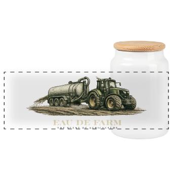 Eau de Farm Traktor Vintage - Panorama Keksdose mit Holzdeckel - Weiß - Vorne