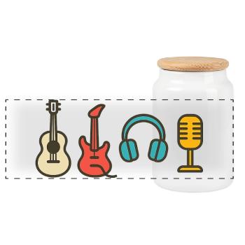 Music Notes Rhythm Beat Design Gift - Panoramic Cookie Jar with Wooden Lid - white - Front