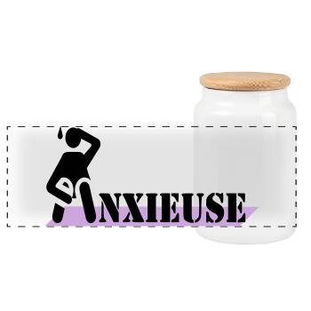 anxious - Panoramic Cookie Jar with Wooden Lid - white - Front