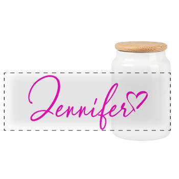 Jennifer Signature Neon Pink - Panoramic Cookie Jar with Wooden Lid - white - Front