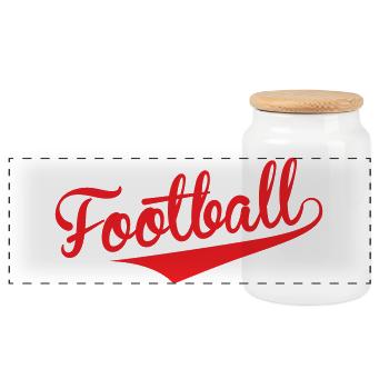 Red Retro Football: Zeige deine Kraft - Panorama Keksdose mit Holzdeckel - Weiß - Vorne