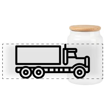 camion - Boîte à biscuits avec couvercle en bois - blanc - Devant