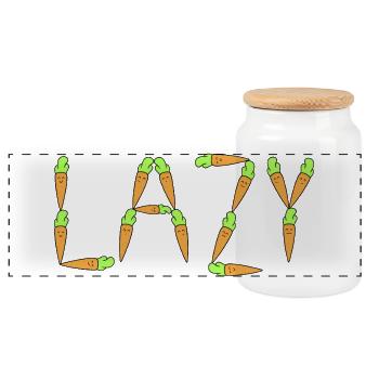Carrot lazy - Panoramic Cookie Jar with Wooden Lid - white - Front