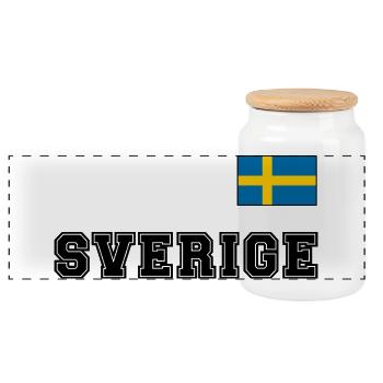 SCHWEDEN - SVERIGE Trikot Look - Flagge auf Brust - Panorama Keksdose mit Holzdeckel - Weiß - Vorne