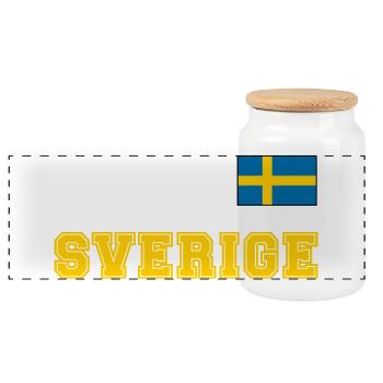 SCHWEDEN - SVERIGE Trikot Look - Flagge auf Brust - Panorama Keksdose mit Holzdeckel - Weiß - Vorne