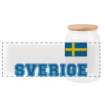 SCHWEDEN - SVERIGE Trikot Look - Flagge auf Brust - Panorama Keksdose mit Holzdeckel - Weiß - Vorne