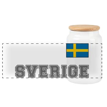SCHWEDEN - SVERIGE Trikot Look - Flagge auf Brust - Panorama Keksdose mit Holzdeckel - Weiß - Vorne