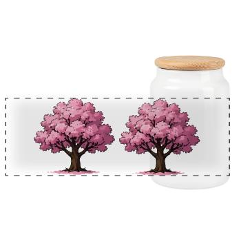 Art de cerisier en fleurs - Boîte à biscuits avec couvercle en bois - blanc - Devant