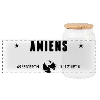 Amiens France Coordonnées Gps Globe - Boîte à biscuits avec couvercle en bois - blanc - Devant
