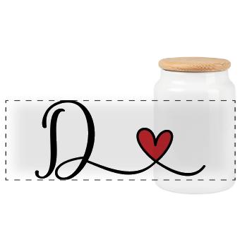 Buchstabe D mit Herz Monogramm - Panorama Keksdose mit Holzdeckel - Weiß - Vorne
