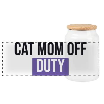 Maman de chat hors service - Cadeau de chat - Boîte à biscuits avec couvercle en bois - blanc - Devant