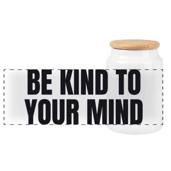 Be Kind To Your Mind - Mental Health - Panorama Keksdose mit Holzdeckel - Weiß - Vorne