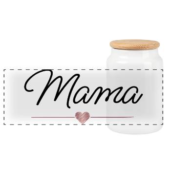 Cadeau de cœur de maman Famille de la fête des mères - Boîte à biscuits avec couvercle en bois - blanc - Devant