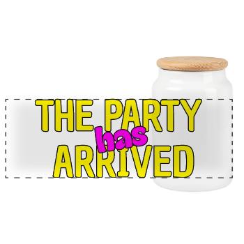 THE PARTY HAS ARRIVED, CAN GO MOUSE - Panoramic Cookie Jar with Wooden Lid - white - Front