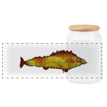 Paul Klee - The goldfish - Der Goldfisch - Panorama Keksdose mit Holzdeckel - Weiß - Vorne