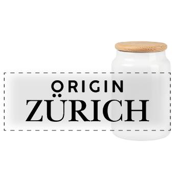 Origin Zurich - Déclaration pour tous les résidents de Zurich - Boîte à biscuits avec couvercle en bois - blanc - Devant