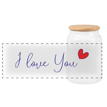 HEART. HEARTS. VALENTINE'S DAY. LOVE. LOVE. COUPLE - Panoramic Cookie Jar with Wooden Lid - white - Front