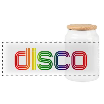 Disco Spectrum Neon Retro - Panoramic Cookie Jar with Wooden Lid - white - Front
