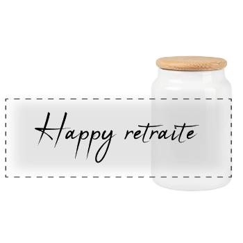 RETRAITE. COLLEGUE. RETRAITE. RETRAITEE. RETRAITE. - Boîte à biscuits avec couvercle en bois - blanc - Devant