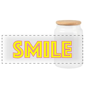 Lettrage Sourire Néon - Boîte à biscuits avec couvercle en bois - blanc - Devant