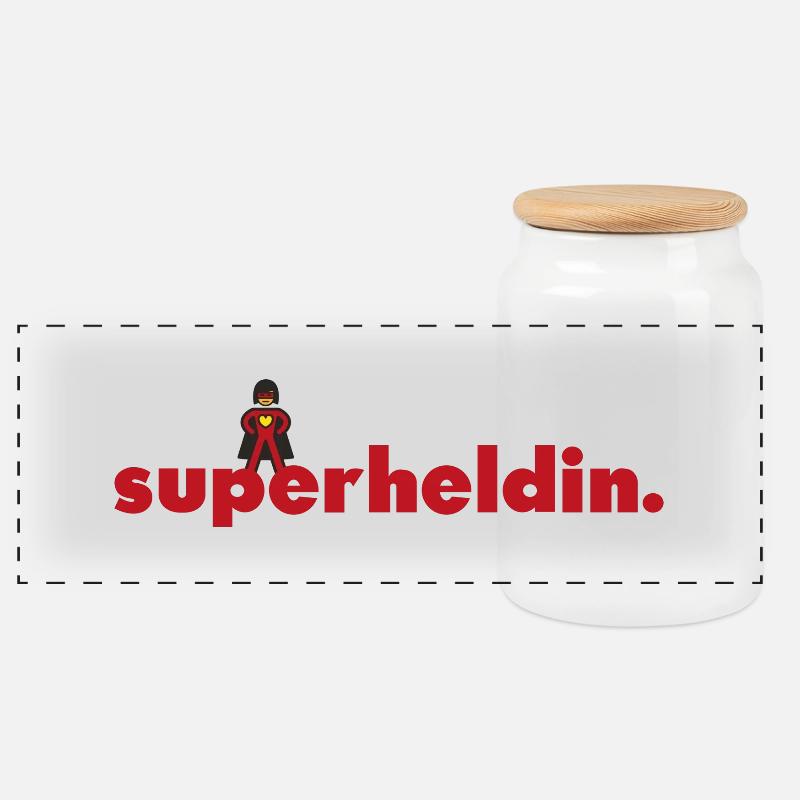 superheldin. - Panorama Keksdose mit Holzdeckel - Weiß
