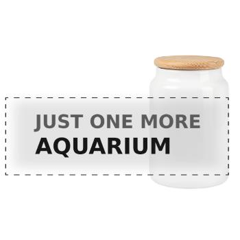 Only one aquarium left - Panoramic Cookie Jar with Wooden Lid - white - Front