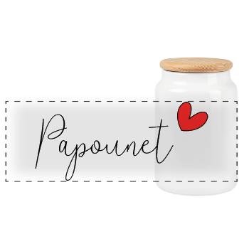 PAPOUNET. DAD. FATHER'S DAY. HAPPY FATHER'S DAY - Panoramic Cookie Jar with Wooden Lid - white - Front